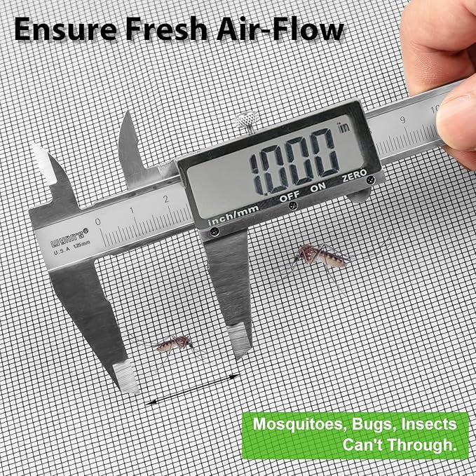 Ouskr Replacement Window Screens Kit, 48X118 Inch Durable Window Screen Mesh for Patio Porch Door Windows, DIY Adjustable Fiberglass Screen Repair Kit with Rolling Tool Hook Ruler Cutter Spline