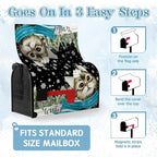 Hello Winter Cat Magnetic Mailbox Covers Large Size 25.5x21 Inch Snowflakes Pine Tree Post Box Mailbox Wraps Cute Cat Cover Oversized Outdoor Decor for Garden Yard