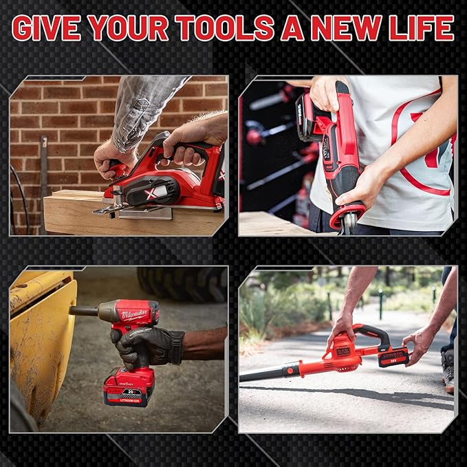 Upgrade 2-Pack 6.0Ah Batteries Replacement for Craftsman 20V Battery Compatible with Craftsman CMCB205 CMCB204 CMCB206 CMCB202 CMCB201 20V Cordless Power Tools