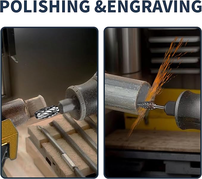 20 Pcs Double Cut Carbide Rotary Burr Set 1/8" Shank Compatible with Dremel for Metal Glass Woodworking, Drilling, Carving, Engraving, Polishing Cutting with 2 Collets