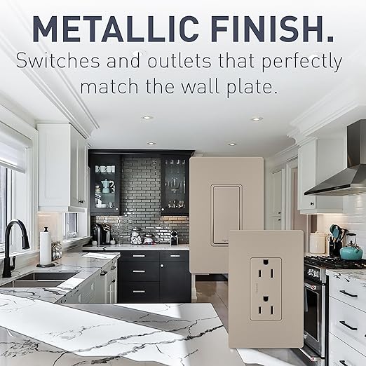 Legrand radiant TM870NICC10 15 Amp Rocker Wall Switch, Single Pole Decorator Light Switches, Nickel (1 Count)