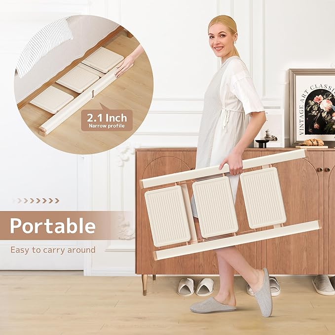 GameGem 3 Step Ladder Folding Step Stool with Wide Anti-Slip Pedal, 330LBS Capacity, Lightweight Portable Stepladder for Home and Kitchen Use, Cream Chocolate