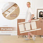 GameGem 3 Step Ladder Folding Step Stool with Wide Anti-Slip Pedal, 330LBS Capacity, Lightweight Portable Stepladder for Home and Kitchen Use, Cream Chocolate