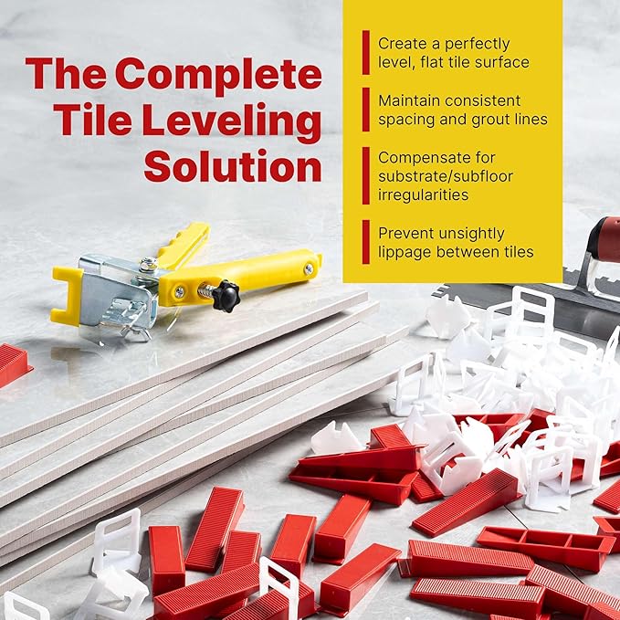 501 Pcs Tile Leveling System with 1/16" (1.5mm) Tile Spacers, Tile Wedges and Tile Leveling Clips - Saves Time for Perfect and Precise DIY Installation of Ceramic Tiles - With Leveler Tool (Pliers)