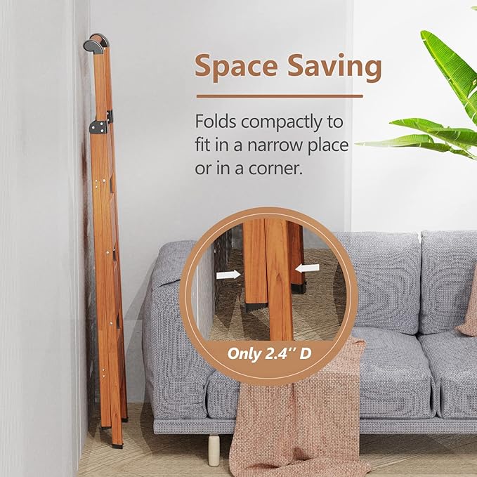 GameGem Folding Step Ladder, 4 Step Ladder with Anti-Slip and Wide Pedal, Lightweight Aluminum Step Stool with Handgrip, Space Saving Stepladder for Home and Kitchen, 300 lbs Capacity (Woodgrin