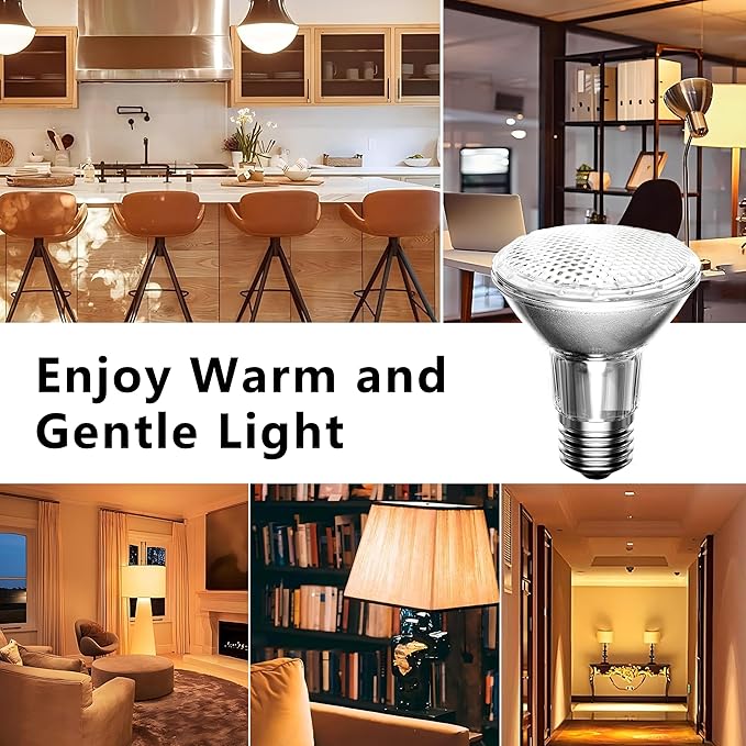 Par20 Halogen Flood Light Bulb, 39W 120V PAR20 Light Bulb, Dimmable, E26 Base, 2700K Warm White, 3000 Hours for Indoor Range Hood, Track Oven, Ceiling Can Lamp（6Pack）