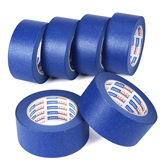 ADHES Blue Painters Tape 2 inches Wide, Masking Tape for Painting, 6 Rolls x 2 Inches x 55 Yards, Paint Tape No Residue Outdoor Anti UV Multi Surface Use, Total 330 Yards