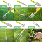 Garden Tool Set 9 Piece Heavy Duty Aluminum Gardening Hand Tools Kit Cute Gardening Supplies with Non-Slip Rubber Grip Gift for Women/Parent