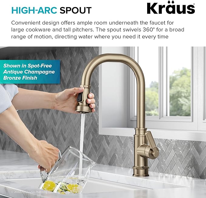 KRAUS Allyn Transitional Industrial Pull-Down Single Handle Kitchen Faucet in Spot-Free Stainless Steel, KPF-4101SFS