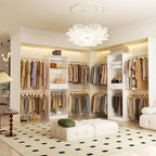 Unikito 8FT Closet System, 96 Inch Walk in Closets Organizer Kit with 4 Extendable Hanging Rods and Drawer, Adjustable Wood Garment Rack, Sturdy Closet Insert, Easy Assembly, Max Load 1000 LBS, White