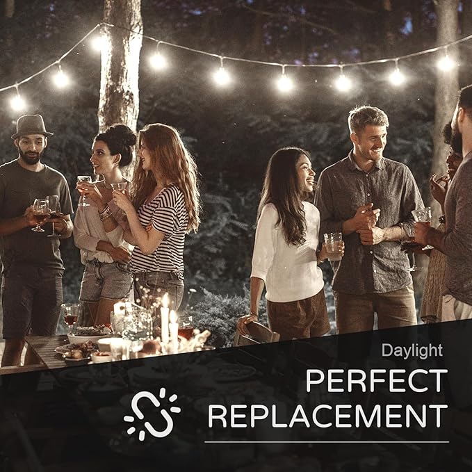 Jslinter 25Pack C7 LED String Light Bulbs Replacement, 5000K Daylight, W(11W Equivalent), 60LM, Shatterproof, E12 Screw Base, Vintage Edison Bulbs for Patio Garden