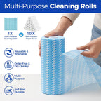 Disposable Cleaning Rolls Handi Wipes Reusable Cleaning Cloths Reusable Dry Kitchen Towels Dish Cloths Dish Towels 1 Roll, Total 100 Pcs, Blue