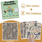 Swedish Dishcloths for Kitchen, 6 Pack Vintage Reusable Dish Paper Hand Towels Housewarming Gifts, Absorbent Dish Rags Decoration for Home Cooking Cleaning