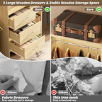 Aheaplus Closet System - 8FT Organizer with 3 Wooden Drawers, Fits 5.3-9 ft Walk-in Closet, White Oak