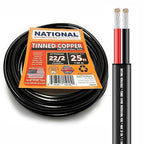 National Wire&Cable - 22/2 Tinned Copper Professional Wire (25 Feet) 22 AWG Gauge Stranded PVC Cord - 2 Conductor Electrical Wire - Made in USA - CL Rated/ETL Listed - LED Light, Low Voltage Cable