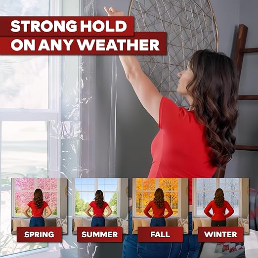 XFasten Transparent Window Weather Sealing Tape, 2-Inch x 30 Yards (50.8mm x 27.43m), Clear Window Draft Isolation Sealing Film Tape, No Residue