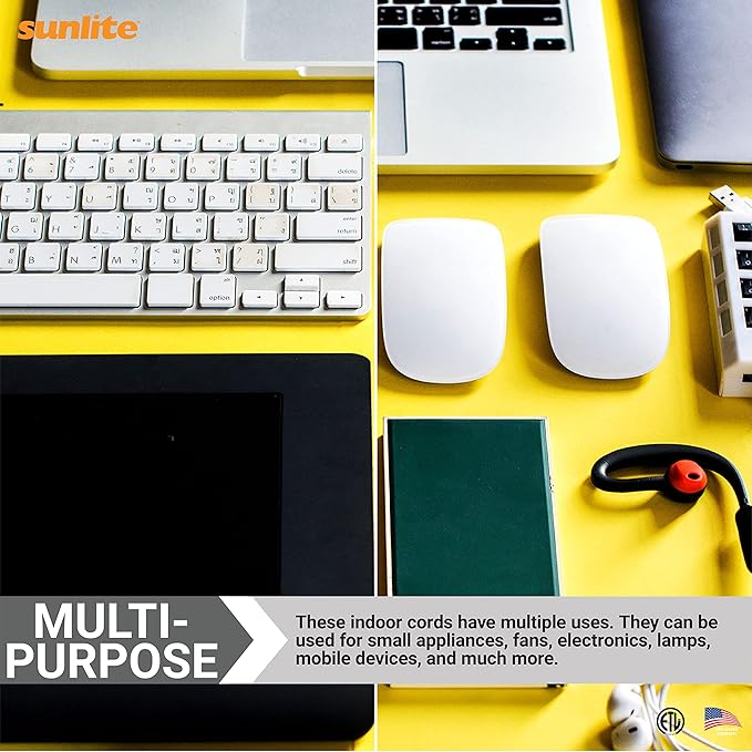 Sunlite 04115-SU EX12/BR 12 Foot Household Extension Cord, 2 Prong, 16/2 Gauge 13 Amp, Brown 12'