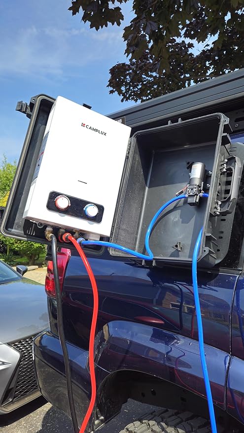 Tankless Water Heater, Camplux 1.58GPM Outdoor Propane Gas Water Heater with Portable Handle, White, 6L