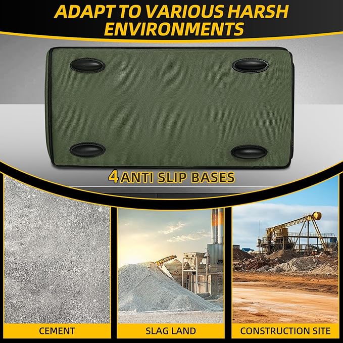 Tool Bag, Portable Tool Box Organizer Adjustable Shoulder Strap, Carry Tool Tote Heavy Duty Tool Storage Bag With Wide Mouth,Tool Bags for Men Mechanic EngineerGift - M, Army Green & Black