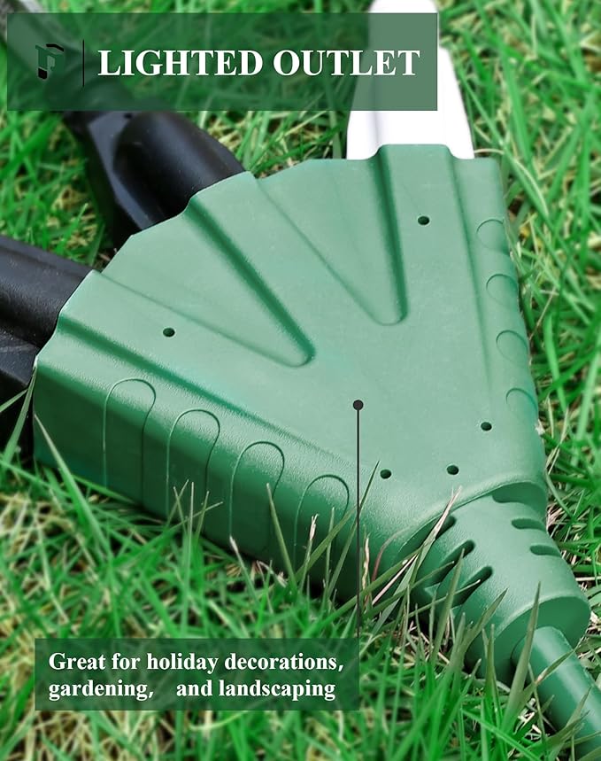 PLUGTUL 2FT Outdoor Extension Cord with Multiple Outlets, 14 Gauge, 3-Outlet, SJTW, 15A 14AWG 1875W SJTW, ETL Listed - Great for Christmas Decoration Lights, Green