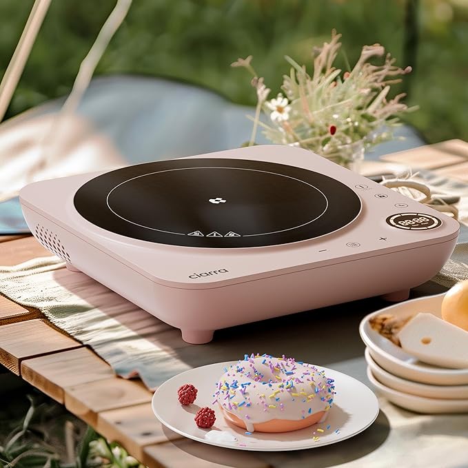 CIARRA CATIH1A-P Portable Induction Cooktop, Slim Single Electric Countertop Burner with Sensor Touch and Digital time, Pink