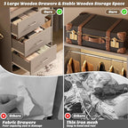 Aheaplus Closet System, Closet Organizer with 3 Wooden Drawers, 8FT Closet Organizer System, 96’’ Walk-in Closet Wardrobe Clothes Rack with Hanging Rods, Garment Rack, Fits 5.3-9 ft, -G6, Grey