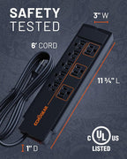 ECHOGEAR ShockBlocker 8 Outlet Surge Protector Power Strip - Slim Design Can Power & Protect Your Entire TV, Office, Or Gaming Setup - Advanced Surge Suppressor with 3420 Joules of Protection