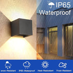 LED 20W Outdoor Wall Lights Exterior/Interior 3 Colors Adjustable Wall Sconce Up and Down Light Porch Lights IP65 Waterproof Exterior Wall Sconce Modern Outdoor Lighting Square Aluminum Black