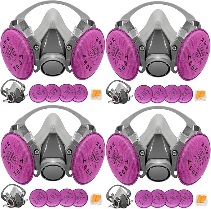 Respirator Mask with Filters, Reusable Half Face Respirator Mask for Asbestos, Resin, Fume, Dust, Welding, Painting