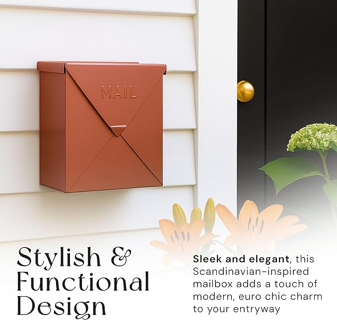 NACH Mailboxes for Outside Wall Mount, 10 x 10 x 4 inch Rustic Brown Mail Boxes for House Outside, Waterproof Mailboxes for Outside - Chicago Style Mail Box