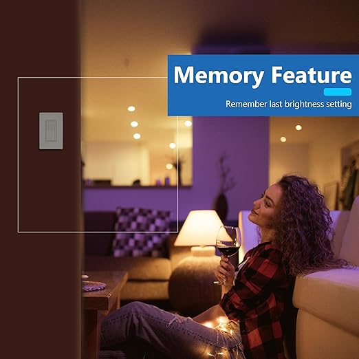 LIDER Dimmer Paddle Switch for Dimmable 300W LED/CFL Lights, 1-Pole or 3-Way, 120 V, Modern Upgrade, UL Listed, Wall Plate Included, White, 2 Pack