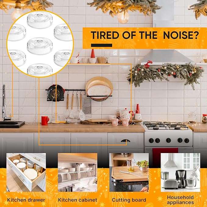 64 Self Adhesive Cabinet Door Bumpers – Sticky Clear Silicone Rubber Pads for Furniture Drawers, Kitchen Cabinets, Decor, Wall Protection – Vellax
