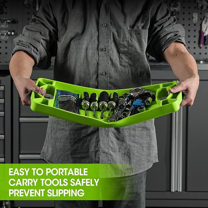 DURATECH Flexible Tool Tray, Silicone Tool Holder for Mechanics Storage, Heat and Chemical Resistant Organizer for Automotive, Industry and Household(3pack Green)