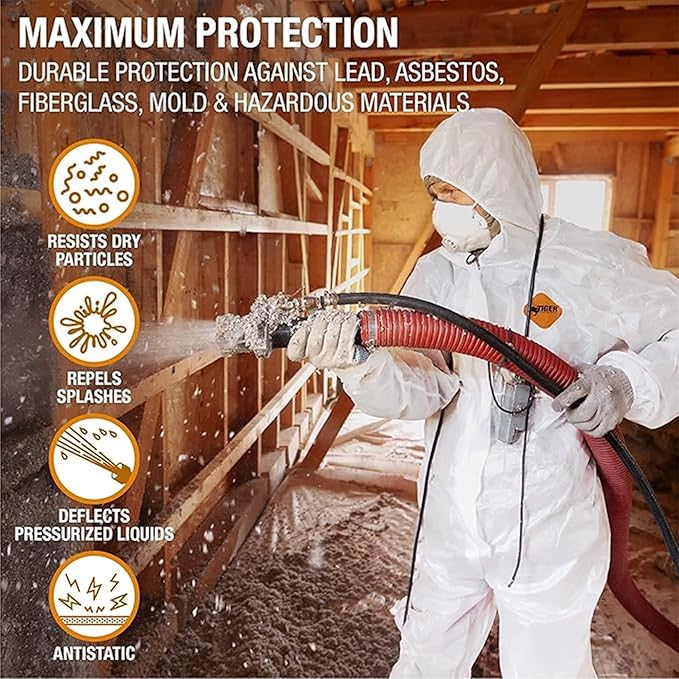 Tiger Tough Heavy Duty All Purpose Coverall, White Safety Suit for Superior Comfort & Protection