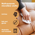 Furniture Clinic Pack of 4 Microfiber Cloths – Lint Free - White Cleaning Cloths - Reusable and Washable