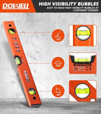 DOWELL 18 Inch Magnetic Spirit Level with Metric Scale, 3 Different Bubbles-45°/90°/180°, HY030661