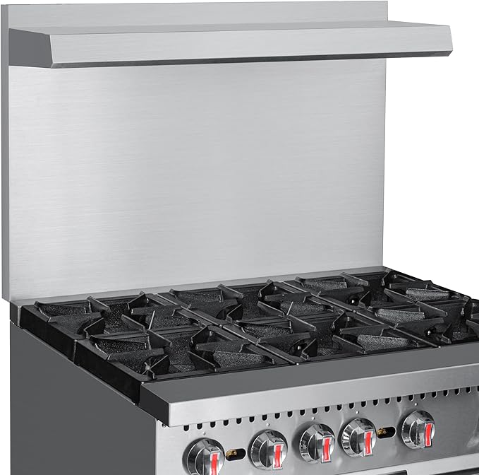 KoolMore KM-CR36-NG 36 in. 6 Burner Commercial Natural Gas Range with Oven, Solid Black