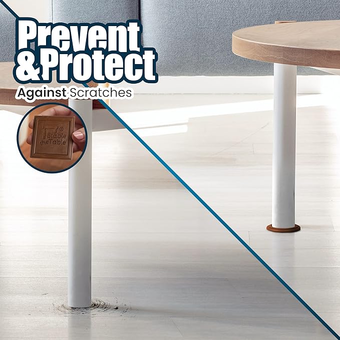 Stable the Table-6 Pack-Walnut Round, Furniture Leveler & Riser, Anti-Slip Sofa Gripper for Hardwood Floors, Floor Protector, Stacking Furniture Pad, Bed, Desk, Couch & Table Stabilizer, Made in USA