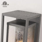 mirrea 14" Classic Outdoor Wall Sconce 1 Light in Rectangular Metal Frame and Clear Glass Shade Waterproof Porch Light Patio Light Pack of 2 (Matte Gray)