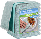 10pcs New Upgrade 2-Layer Microfiber Wire Dishcloth,Non-Scratch Wire Dishwashing Rags for Wet and Dry,Metal Scrubbers, Kitchen Miracle Cleaning Dish Rags for Cookware,Sinks, Dishes,Stove,Blue