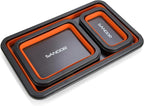 SANDOR Collapsible Magnetic Parts Tray Set - 3 Different Size Tool Trays for Screw, Bolts, Nuts, Washers, Pins and Other Small Metal Parts, Mechanic Tool Gifts for Men - Orange
