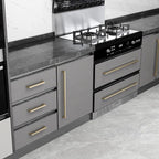 Cabinet Pulls 10 Pack Champagne Kitchen Cabinet Handles Long Drawer Pulls Modern Stainless Steel Square Drawer Handles,17-5/8" Inch (448mm) Hole Centers