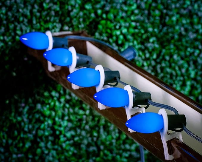 Novelty Lights 25 Pack C9 Ceramic Outdoor Christmas Replacement Bulbs, Blue, E17/C9 Intermediate Base, 7 Watt