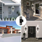 Modern Outdoor Wall Light with Dusk to Dawn Sensor, 2-Pack Brown Exterior Wall Sconces with E26 Bulbs Included, IP65 Waterproof Anti-Rust Aluminum Porch and Garage Light Fixtures