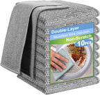 10pcs New Upgrade 2-Layer Microfiber Wire Dishcloth,Non-Scratch Wire Dishwashing Rags for Wet and Dry,Metal Scrubbers, Kitchen Miracle Cleaning Dish Rags for Cookware,Sinks, Dishes,Stove,Grey