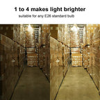 DiCUNO 4 in 1 E26 Light Socket Splitter Adapter, Standard Base LED Bulbs Converter, 360 Degrees Adjustable 180 Degree Bending, 4 Way Bulbs Socket Holder