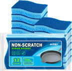 AIDEA Sponges Kitchen, Non-Scratch Scrub Sponge, 12Count, Sponges for Non-Stick Cookware, Kitchen Sponge for Dishes, Cleans Fast Without Scratching, Cleaning Power for Kitchen, Bathroom, Household