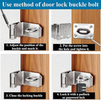 4 Inch Door Locks Hasp Latch 90 Degree 2 Pack,304 Stainless Steel Safety Padlock Clasp Hasp Lock Latch with Combo Lock & Padlock,Heavy Duty Gate Latch Lock with Screws