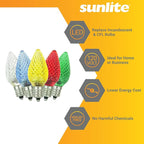 Sunlite 41295 LED C7 Holiday Decorative Light Bulb, 0.4 Watts, E12 Candelabra Base, Faceted Christmas-Lights; Nightlight, Multi Color Combo 30 Count