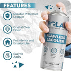 Polar Clear Gloss Flawless Lacquer Spray - 2 x 13.5 Fl Oz - Clear Coat Spray Paint - Non-Yellowing & Scratch Resistant - Interior & Exterior Surfaces for Wood, Metal, Plastics, Glass & Ceramics